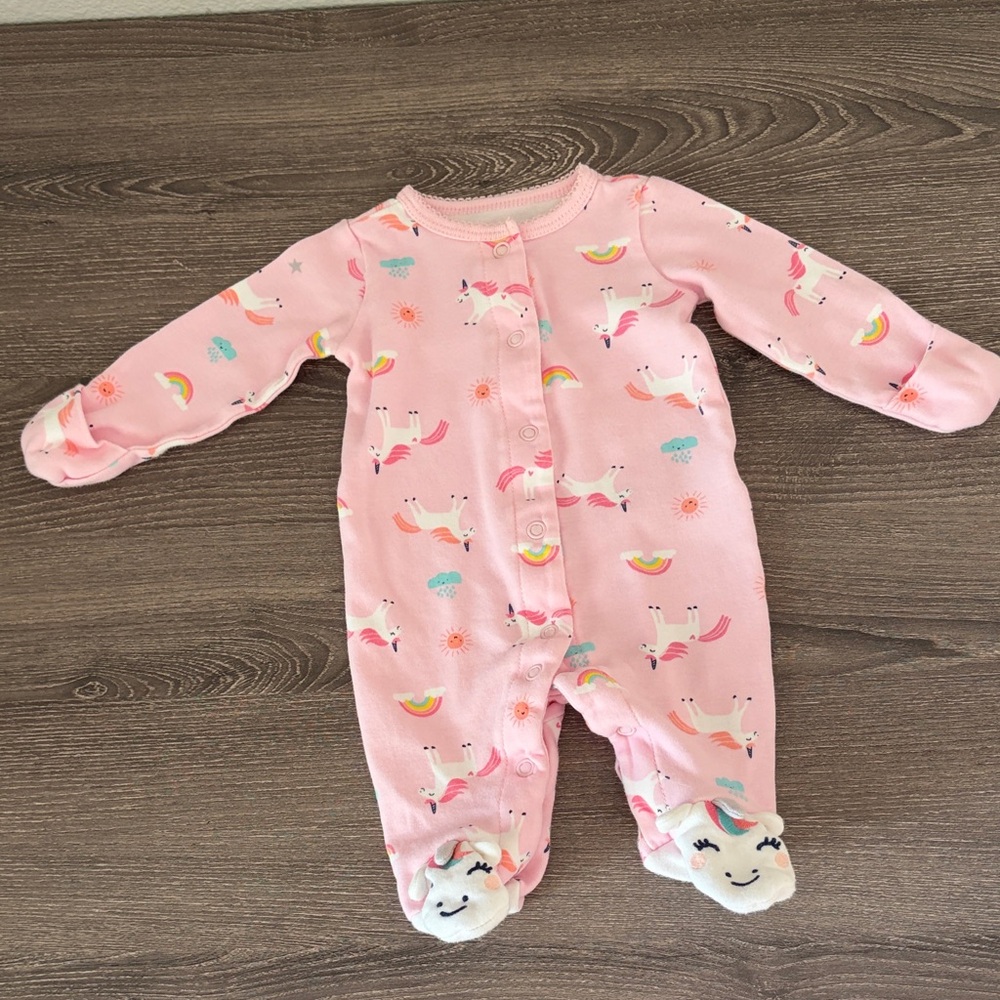 ❤️$4 Newborn Carter's Pink Unicorn Footed One Piece